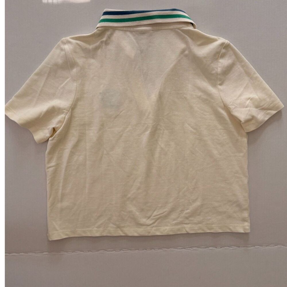 NWT Crane Pickleball Sport Club Polo Cream Striped Collar Tenniscore S - Picture 2 of 5